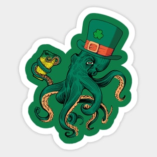 Funny octopus drinking beer Sticker